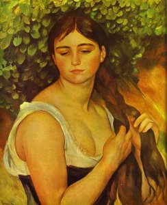 Pierre-August Renoir: Haját fonó nő (Suzanne Valadon), 1885.